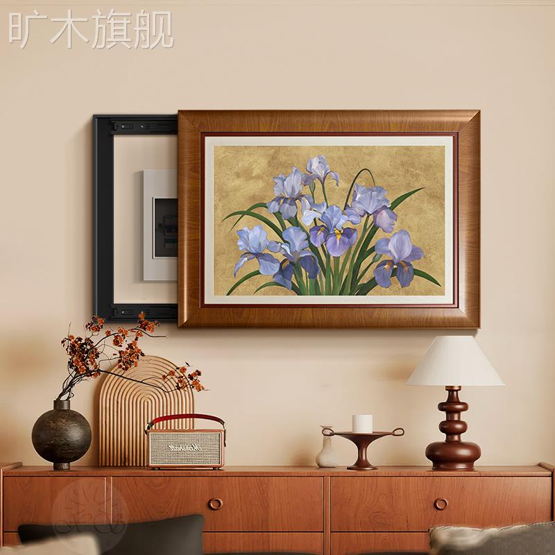 中古风电表箱装饰画横版花卉餐厅配电箱盒盖遮挡壁画法式复古挂画图片