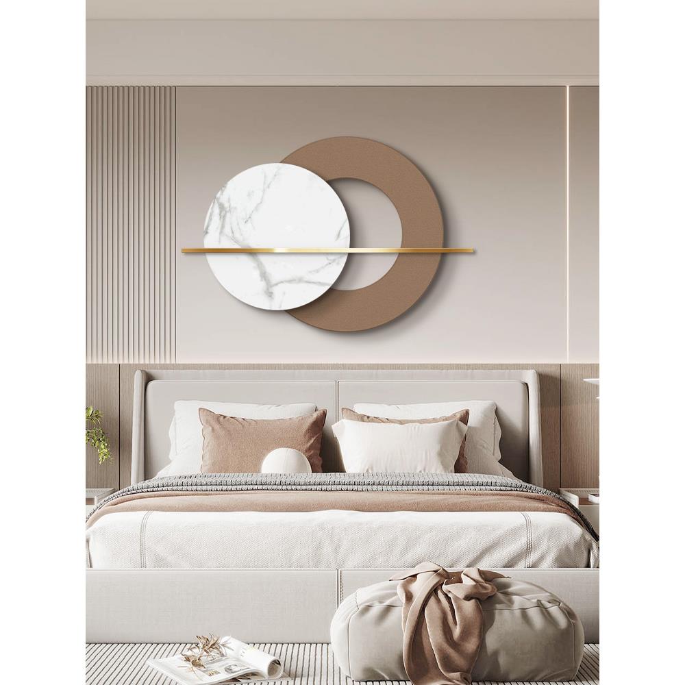 轻奢意式极简卧室床头挂画房间高级感壁饰圆形晶瓷客厅沙发装饰画