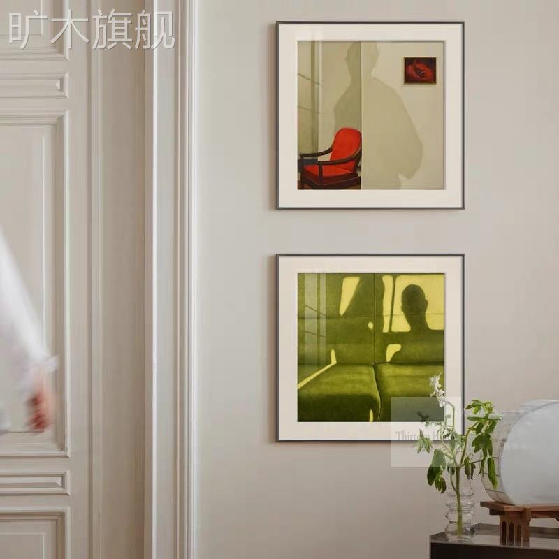 温馨正方形小众抽象餐厅装饰画艺术复古高级感客厅卧室床头挂画图片
