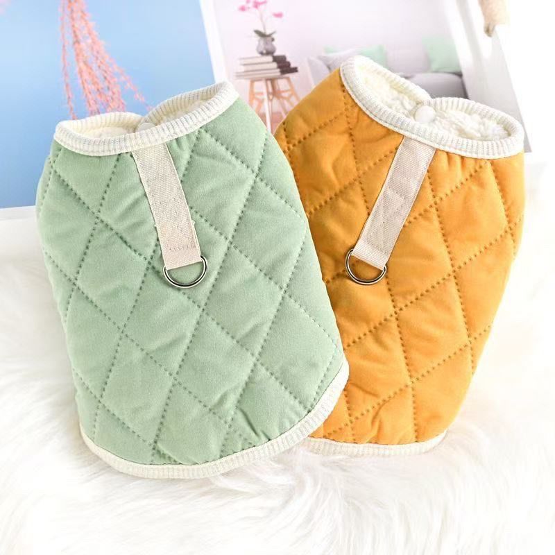 秋冬小猫狗狗衣服冬季带牵引扣约比熊泰迪小型犬保暖加厚背心开衫