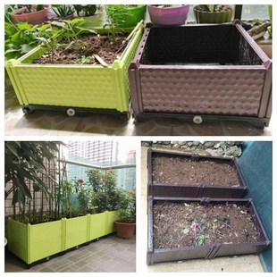 仿藤条加深种植箱阳台种菜盆楼顶加厚蔬菜种植花槽家用种菜方形花