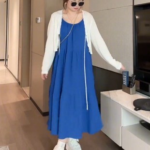 微胖mm显瘦梨形身材遮胯连衣裙 大码 女装 法式 高级感垂感吊带裙夏季