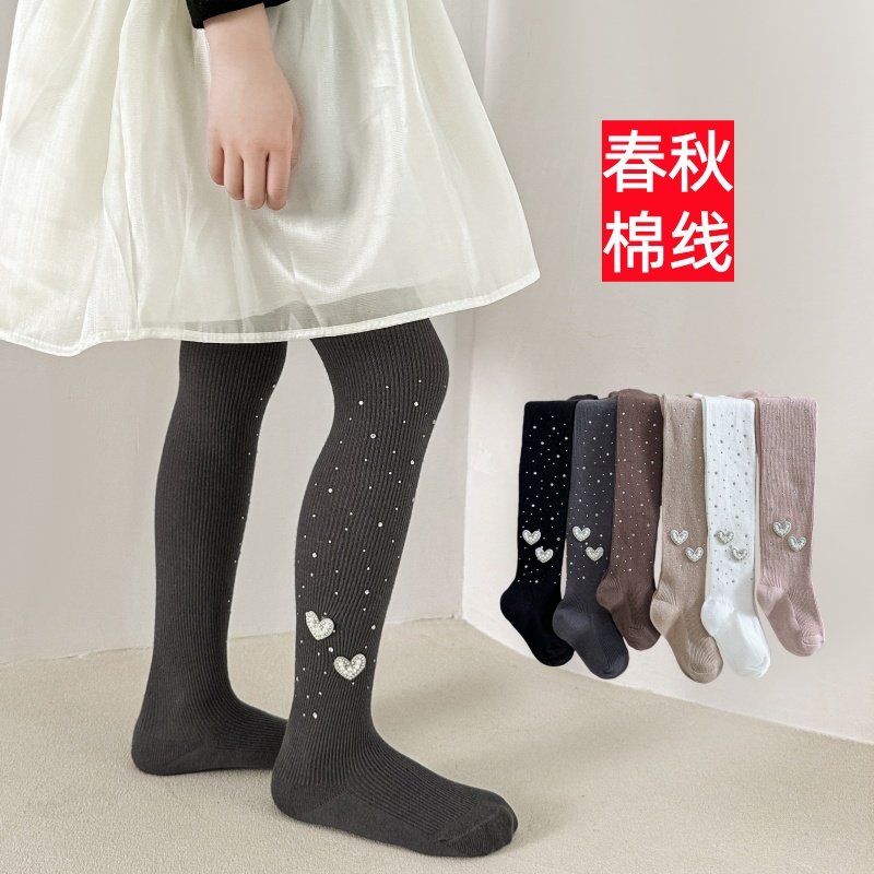 女童连裤袜棉线春秋薄款儿童女孩白色烫钻爱心打底裤宝宝洋气外穿,童装/婴儿装/亲子装,儿童袜子(0-16岁),淘宝优惠券,粉丝福利购,淘宝优惠卷