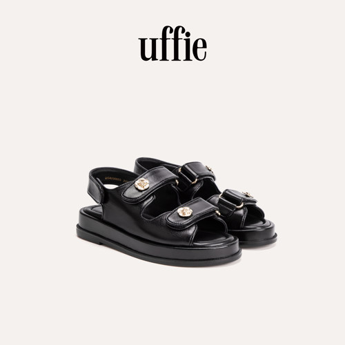uffie于绘 亮面厚底凉鞋