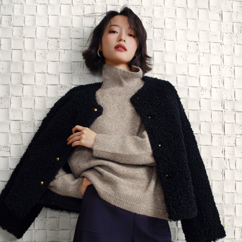 UFFIE于绘 山羊绒桑蚕丝亮片高领毛衣