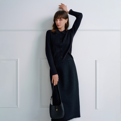 uffie于绘编织毛呢直筒半裙