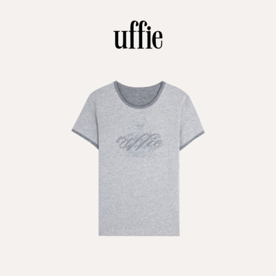uffie于绘撞色边饰绣花T恤