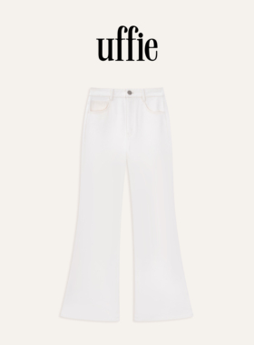 UFFIE于绘 棉白羊毛 棉弹磨毛喇叭牛仔裤