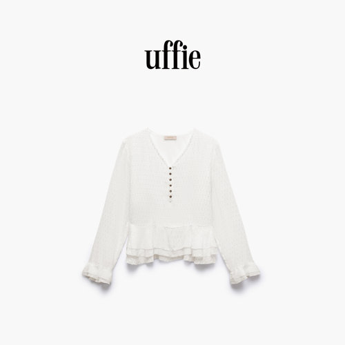 uffie于绘 满天星 睫毛绣金葱剪花衬衫