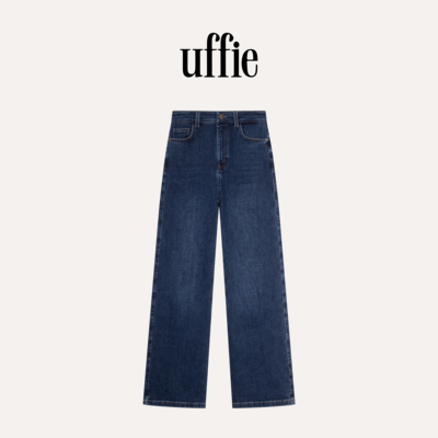 UFFIE于绘 棉弹墨水蓝直筒牛仔裤