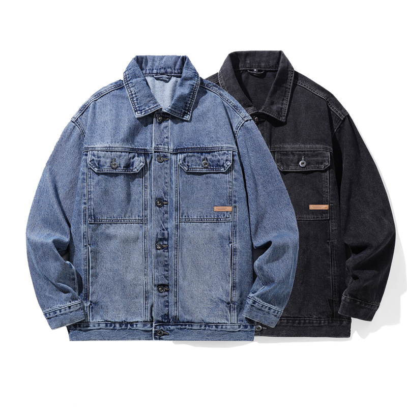 秋季新款牛仔外套男春秋款工装宽松夹克潮牌青年翻领帅气上衣