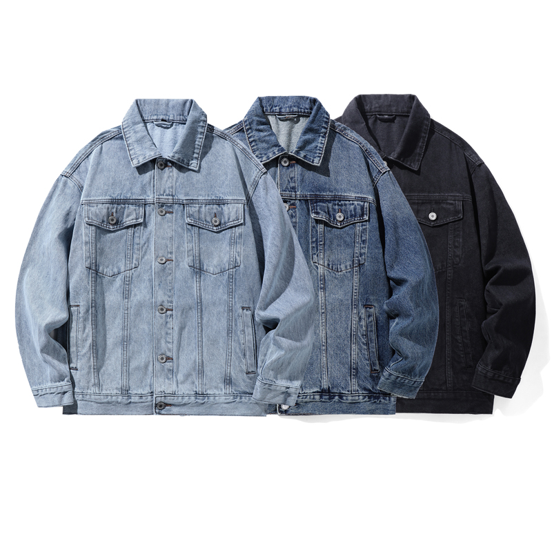 秋季新款牛仔外套男春秋款工装宽松夹克潮牌青年翻领帅气上衣