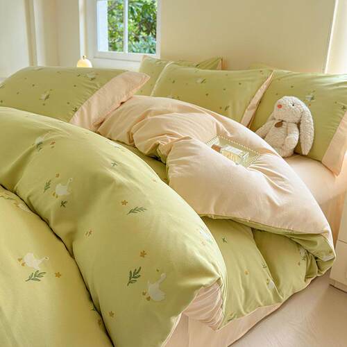 热卖亲肤AB版新款A类母婴级超柔奶小棉6D立体印花四件套-