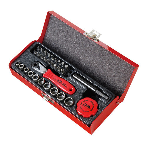 ANEX手动工具手动扳手紧凑型钻头棘轮套装No.525-28B