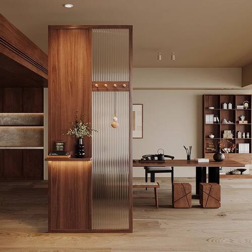 新款中古风屏风玄关客厅屏风隔断客厅遮挡入户门隔断置物格栅其它