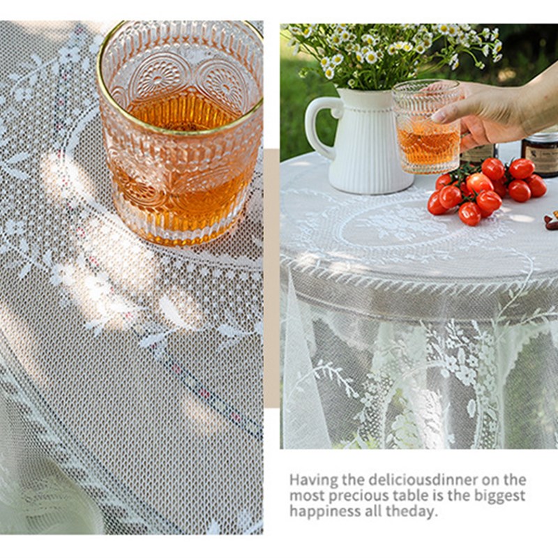 白色蕾丝长方形桌布书桌床头柜盖布小圆桌盖巾田园风茶几装饰台布