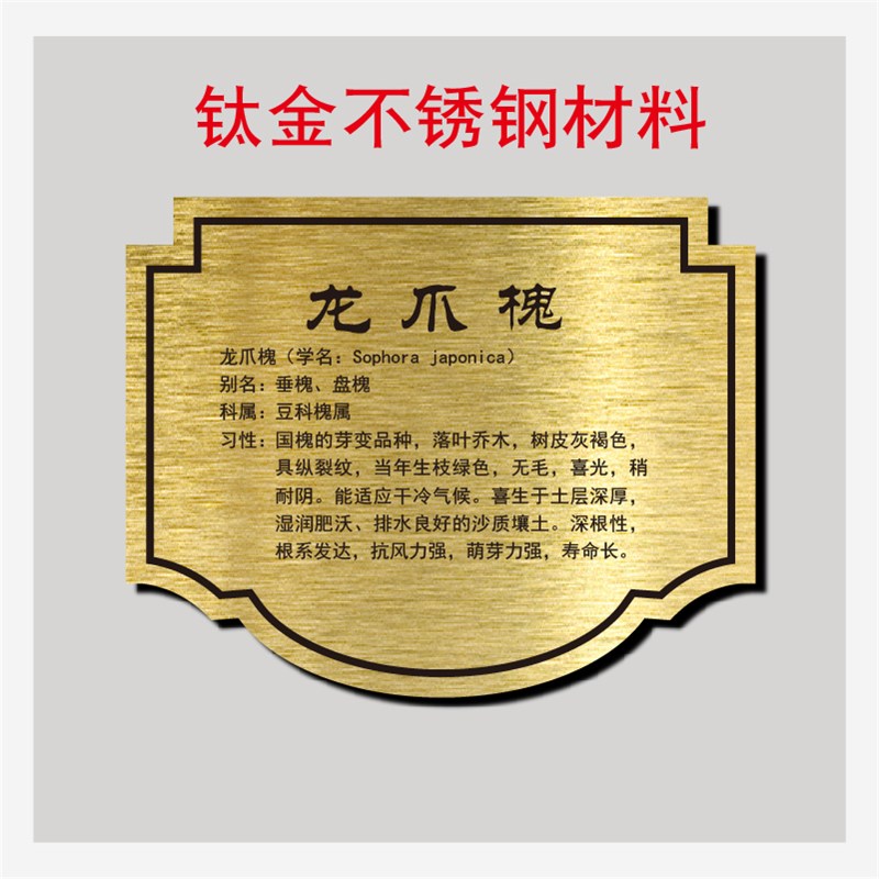不锈钢树牌树木标识牌户外定树节腐蚀刻字金属标签吊牌定制绿植牌