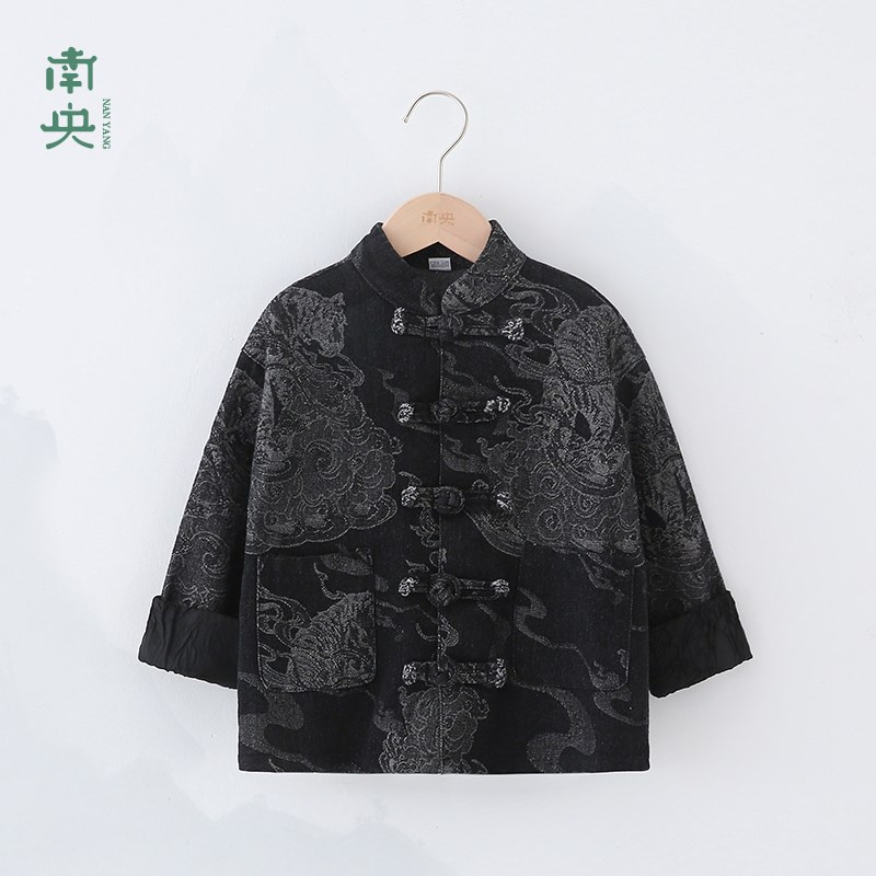新中式复古汉服男童长袖上衣春秋季儿童唐装牛仔外套男孩国潮虎年