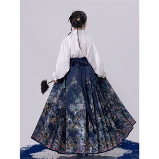 云涧山-海迹流光明制马面裙套装女2025春秋新款国风汉服织金长裙