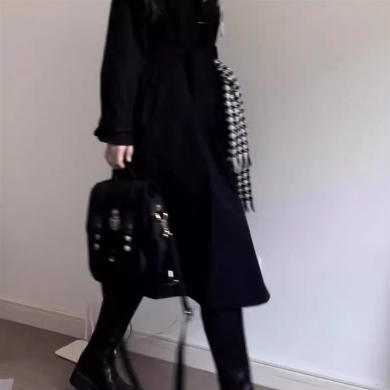 高级感jk大衣外套风衣小个子女春秋黑色外套2025新款学院风中长款