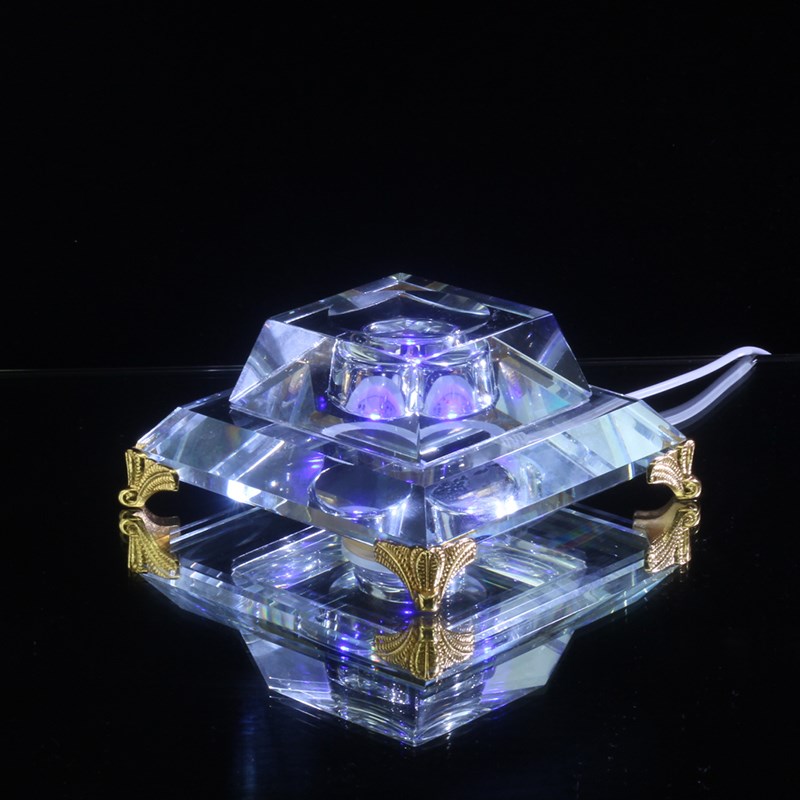 水晶球发光底座托底七彩变色幻彩调光定色插充电LED凹面桌面摆件