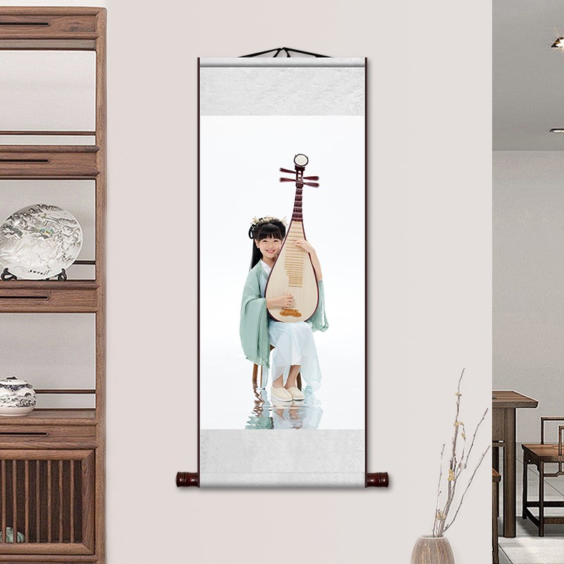 高清古风卷轴挂画定制书法字画中式山水画横幅宣纸画芯墙面装饰画