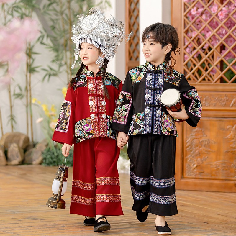 儿童少数民族服装男女童汉服中国风演出套装幼儿园园服舞蹈表演服