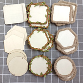 幼儿园装 饰 饰环创材料墙贴手工森系材料圆形方形小木板麻绳组合装