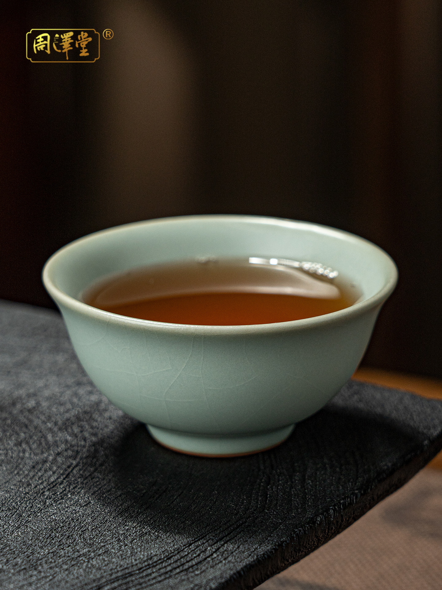 汝瓷主人杯单杯小茶杯陶瓷景德镇汝窑开片可养手工原矿青瓷礼盒装