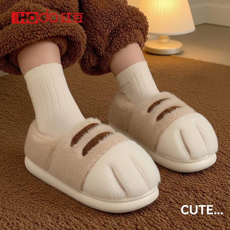 红豆可爱棉拖鞋女士2025新款