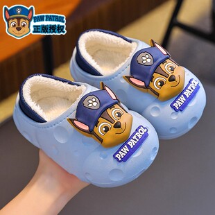 女 家居室内防滑防水保暖包跟棉鞋 红豆汪汪队儿童棉拖鞋 男童秋冬季