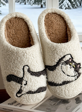 红豆棉拖鞋女士2025新款冬季室内家居厚底防滑保暖加绒加厚棉拖女