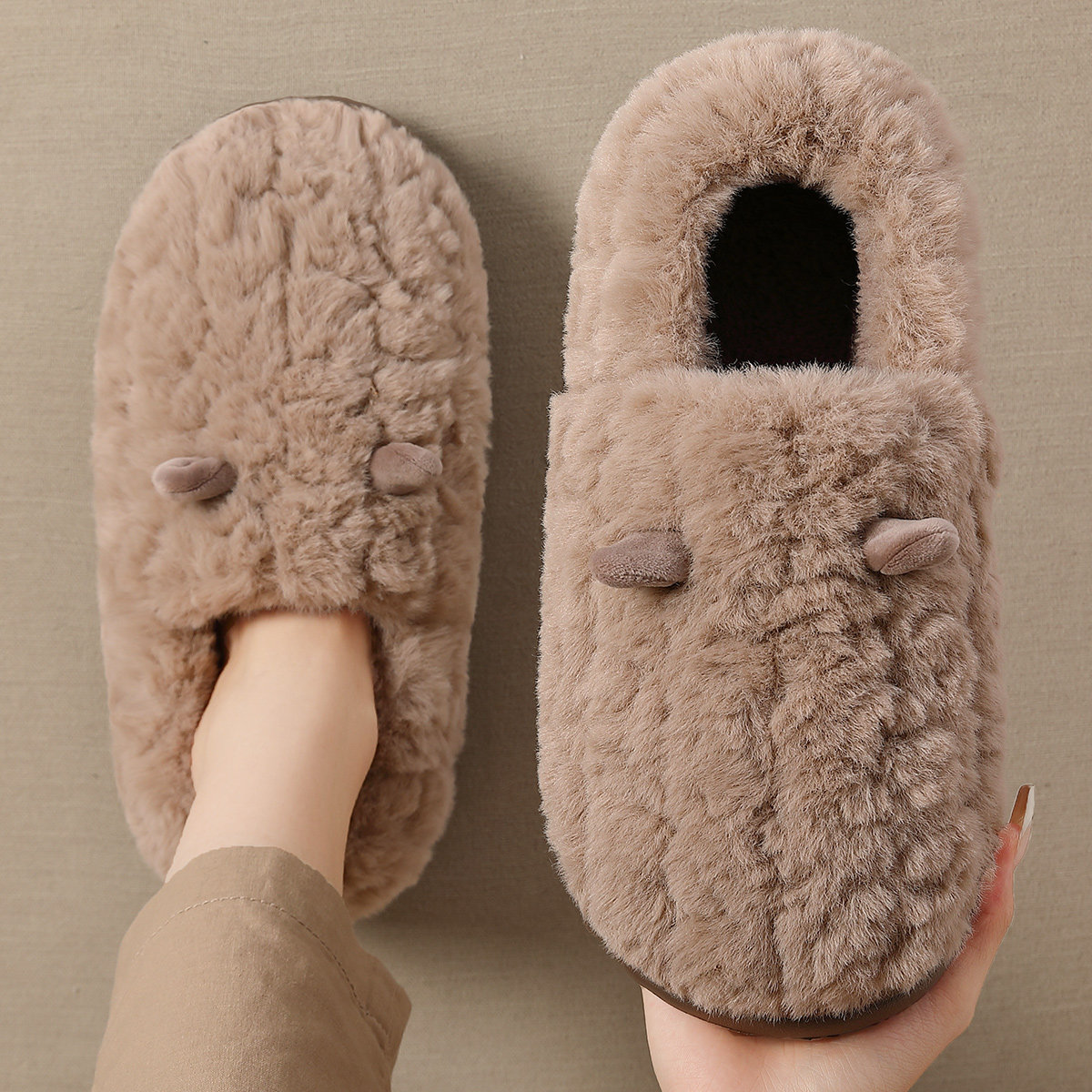 红豆棉拖鞋男款冬季包跟家居室内