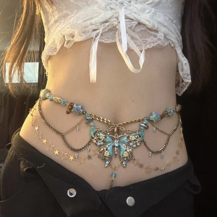 复古金属蝴蝶腰链配裙子高级感纯欲民族风身体链百搭个性链条腰封