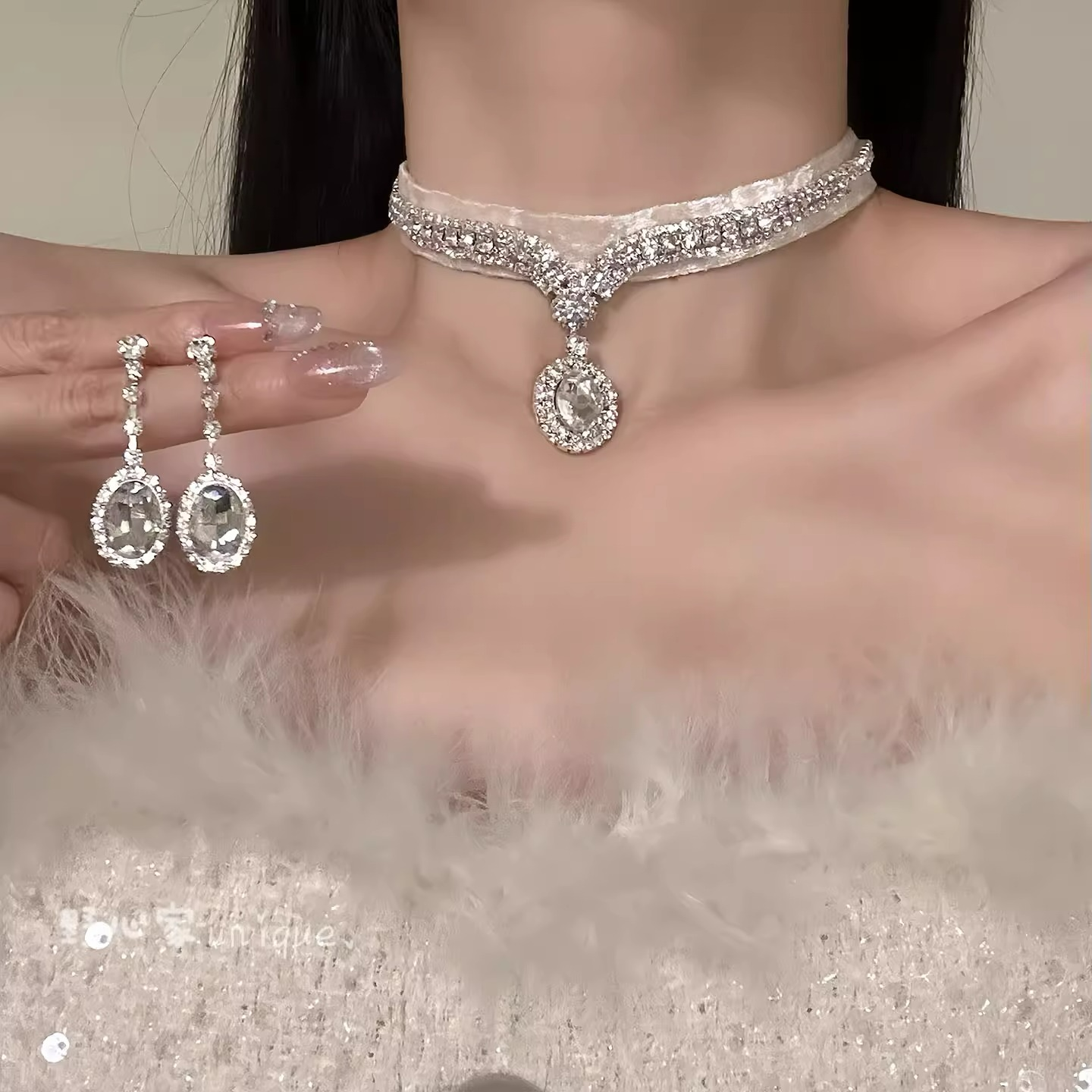 贵气千金感锆石项链晚礼服配饰