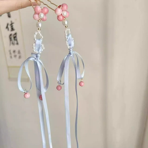 粉色飘带发饰古风发钗超仙蝴蝶结