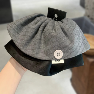 韩国条纹布艺通勤百搭慵懒风裙摆双层马尾抓夹后脑勺日常盘发夹子