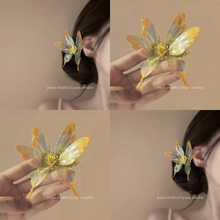 琉璃枯叶蝶~超仙古风蝴蝶发夹~复古汉服古装侧边高级发卡夹子头饰