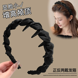 黑色波浪带齿防滑发箍女款高级感日常外戴洗脸压发头箍高颅顶发卡