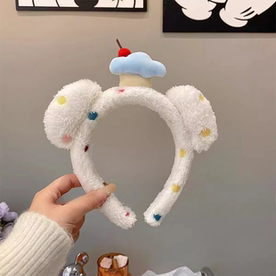 可爱毛绒立体云朵发箍女2025新款高颅顶洗脸压发不勒头高颜值发饰
