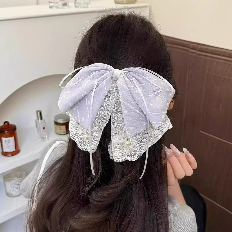 超仙浅色波点条纹雪纺马尾夹夏日清新蝴蝶结抓夹甜美气质蕾丝发抓,饰品/流行首饰/时尚饰品新,发饰,淘宝优惠券,粉丝福利购,淘宝优惠卷