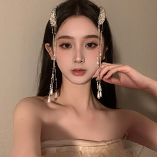 名狐原创珍珠流苏发夹新中式小众民族风头饰装扮侧边刘海夹发卡女