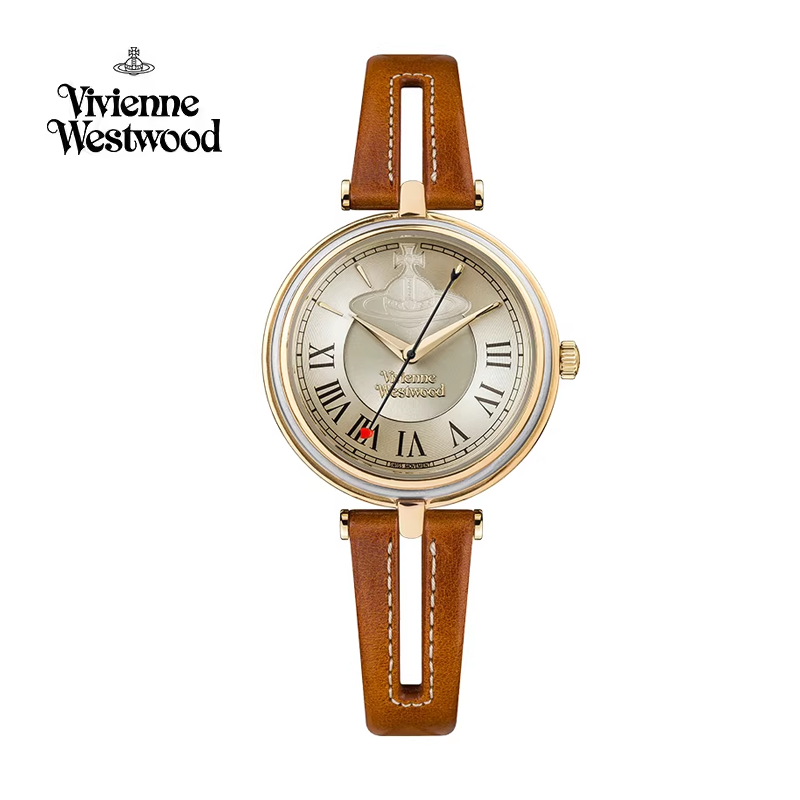 viviennewestwood 西太后真皮腕表皮带复古手表轻奢女表圆形表盘