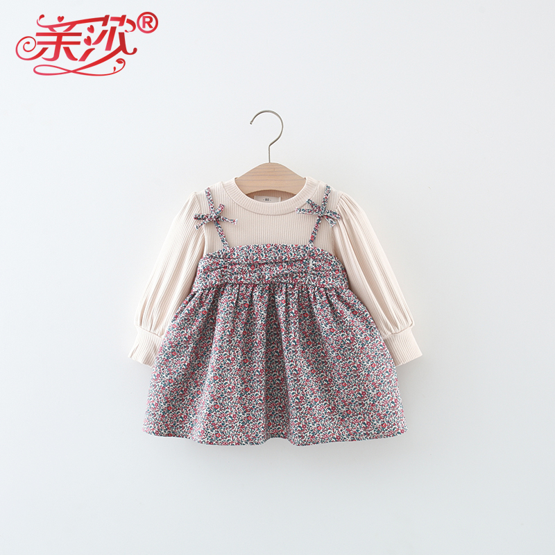 春季新款女童裙衫女寶寶洋氣公主裙小童時尚長袖嬰兒棉質(zhì)碎花上衣