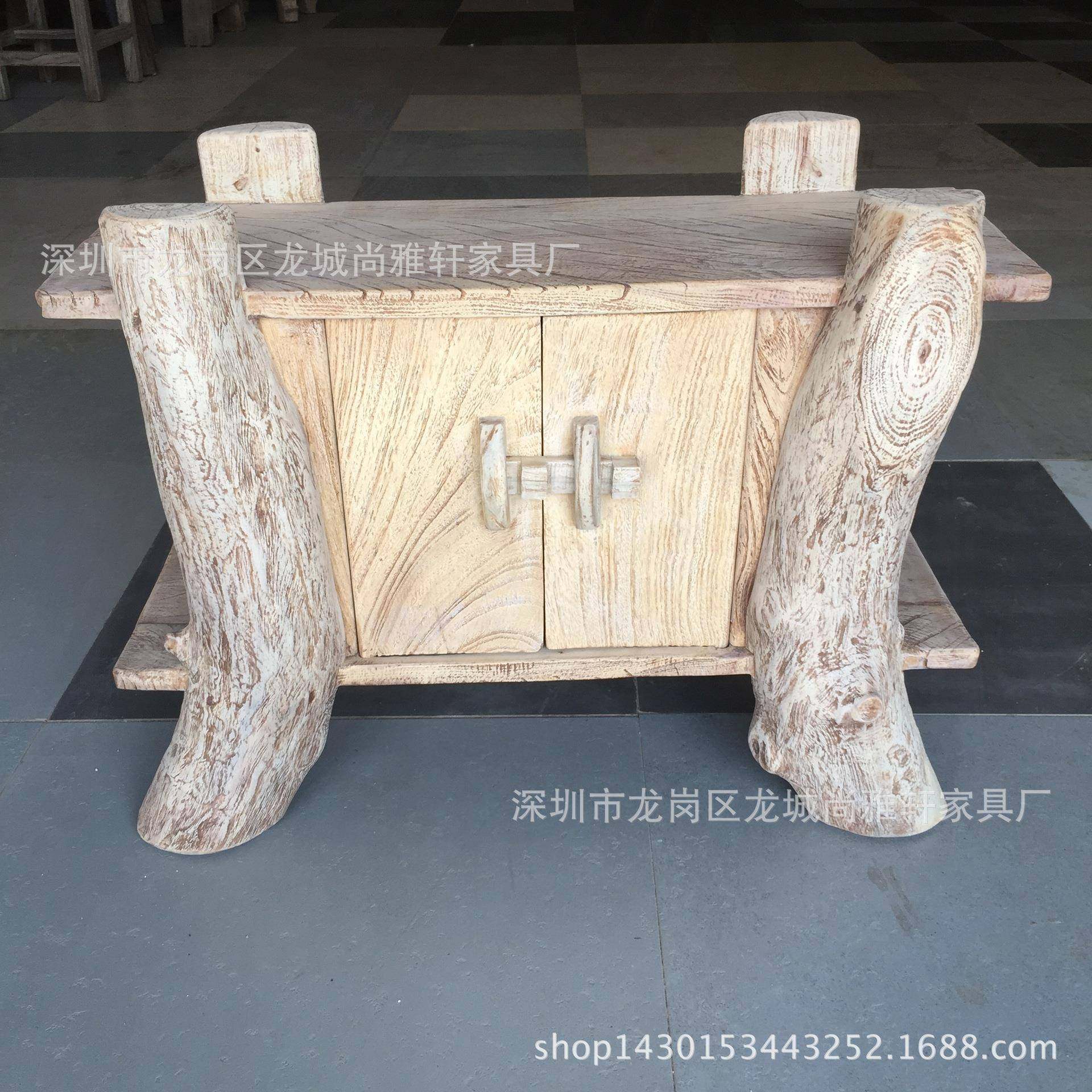 原生态家具实木餐边柜免漆做旧双门碗柜角柜原木小储物柜民宿装饰