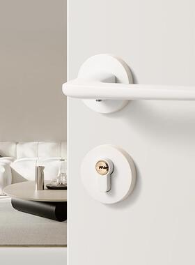 ft卧室白色门锁室内磁吸静音分体极简门把手房间实木木门家用房门