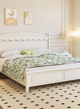 现代简约白色实木床1.8m家用主卧室1.5m单双人储物奶油风美式婚床