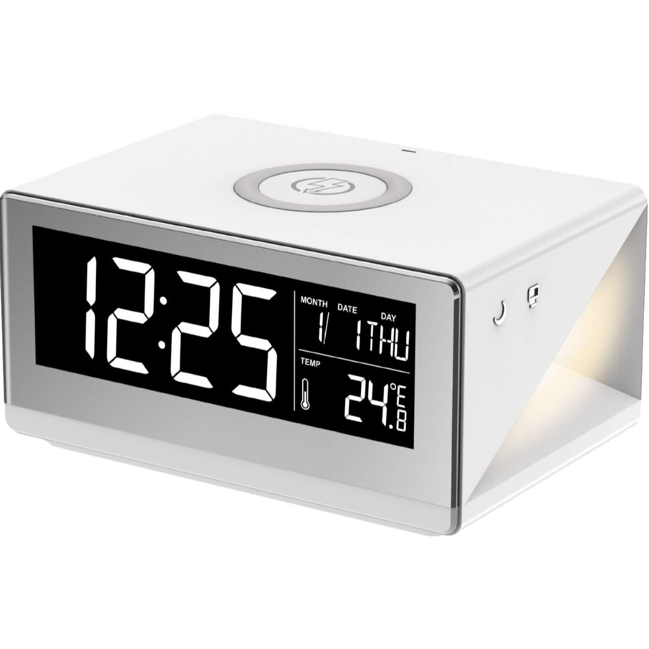 三合一无线充床头灯液晶显示时间温度带闹铃卧室小夜灯闹钟无线充