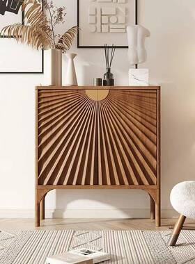 北欧风入户玄关柜创意艺术雕刻储物装饰柜中古风复古实木餐边柜