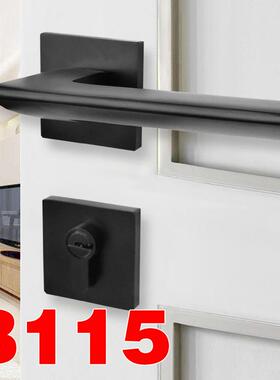 美式黑色卧室门锁室内门把手家用静音房门锁分体磁吸锁木门锁锁具